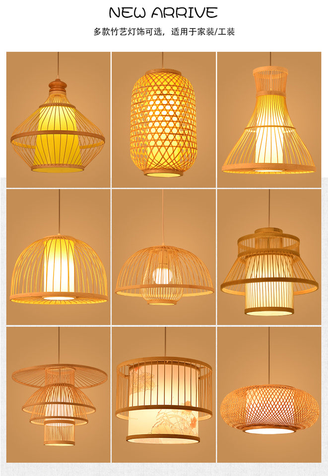 Bamboo Artwork Chandelier Lantern Tea Room Restaurant Restaurant Hot Pot Restaurant Japanese Style Retro Zen