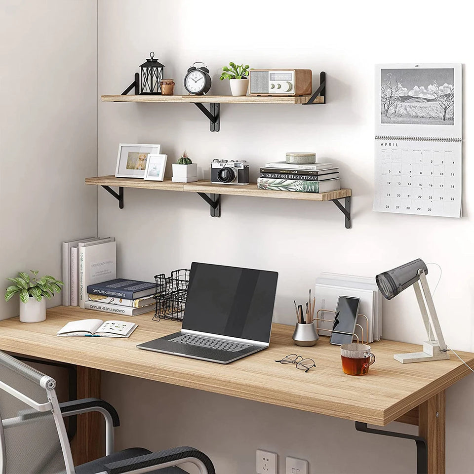 Floating Shelves for Wall,Bookshelves，Wall Mounted Wood Shelf for Living Room, Bathroom, Bedroom, Kitchen, Home Decor