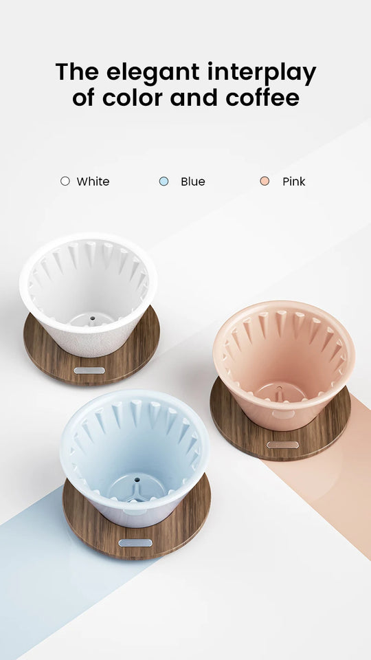 MHW-3BOMBER Meteor Dripper 1-2 Cups Pour Over Coffee Dripper With Wooden Base Ceramics Coffee Dripper For Manual Brew Barista