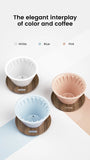 MHW-3BOMBER Meteor Dripper 1-2 Cups Pour Over Coffee Dripper With Wooden Base Ceramics Coffee Dripper For Manual Brew Barista