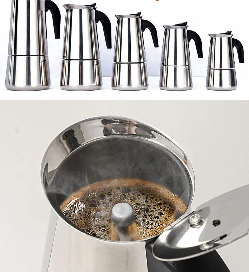 2/4/6/9/12 Cups Coffee Pot Mocha Espresso Latte Stovetop Filter Stainless Steel for Kitchen Moka Coffee Maker Coffee Maker Pot