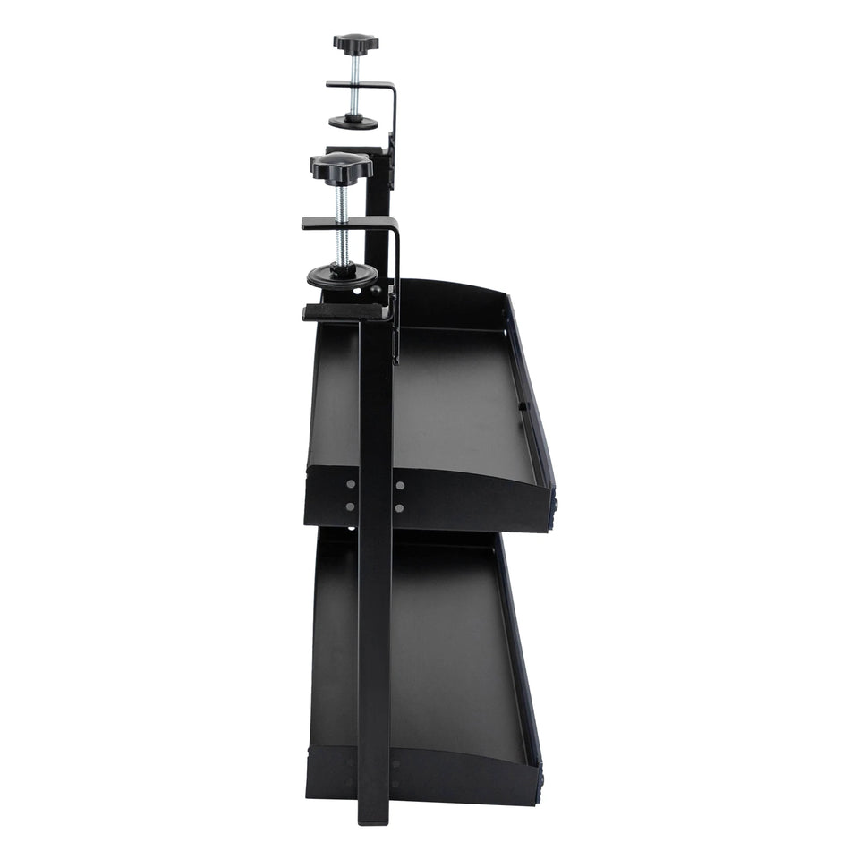 Clamp-on Desk Shelf, 2-Tier, Above or Under Table Corner Shelves Organizer, Black