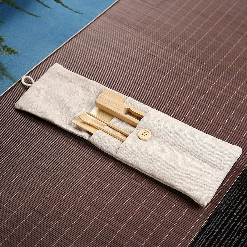 Cotton Tea Utensil Storage Bag, Tea Ceremony Organizer, Gentlemen's Cloth Bag, Portable Travel Accessories, Small Bags