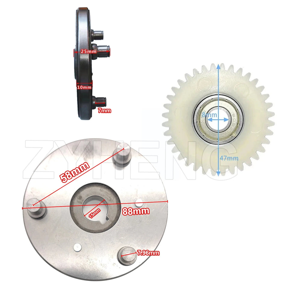 EBike Motor Gear Clutch Kit 36T Nylon Gear With Bearing 88mm Clutch For Bafang 500W Motor Bicycle Modification Accessories