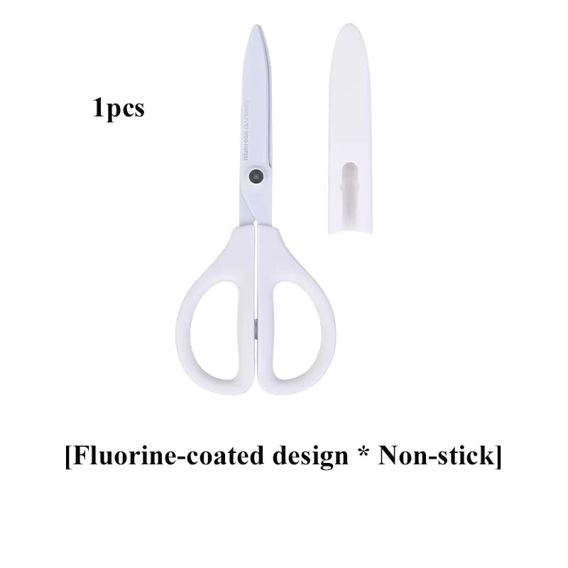 KOKUYO SAXA Curved Scissors for Effortless Cutting Non-stick Fluorine/Titanium Coated Safety Round Tip Portable Safe Craft Tools