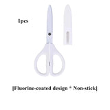 KOKUYO SAXA Curved Scissors for Effortless Cutting Non-stick Fluorine/Titanium Coated Safety Round Tip Portable Safe Craft Tools