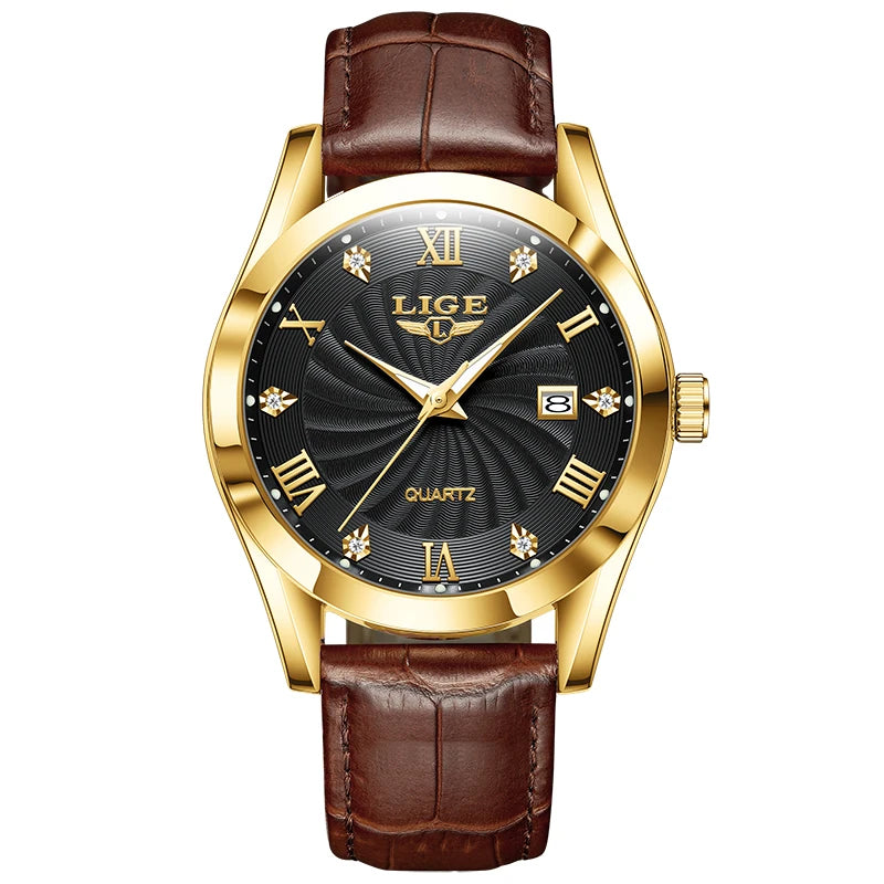 LIGE New Luxury Watch for Men Military Leather Man Wristwatch Quartz Clock Waterproof Luminous Date Week Men's Watches Reloj+box