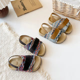 Summer Children Causal Sandals New Boho Toddler Beach Slippers for Girls Outdoor Daily Wear Non-slip Kids Retro Open-toe Sandals
