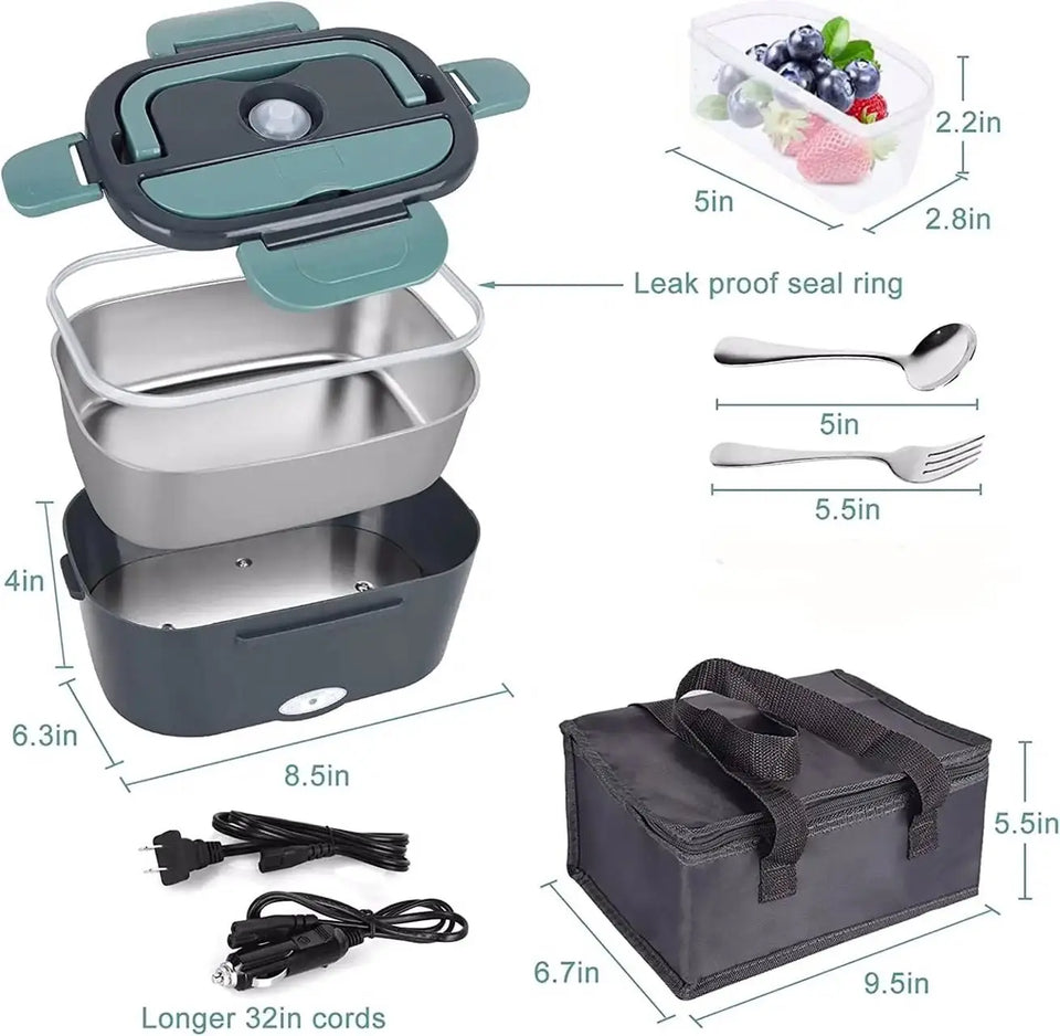 1.5L Electric Lunch Box – Portable Food Warmer for Office & Car, 304 SS Inner Pot, 60W Efficient