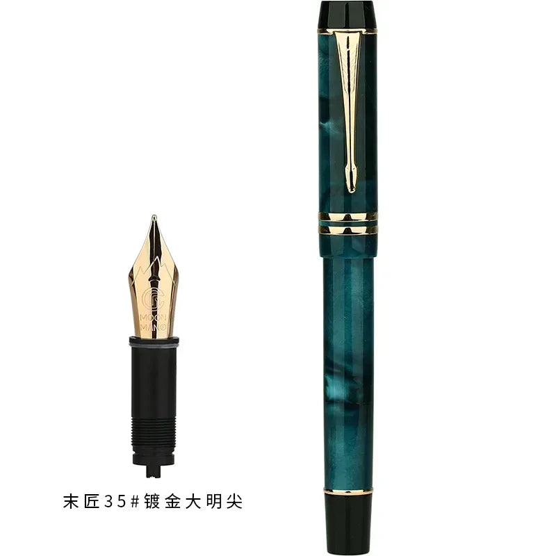 MAJOHN M600S Resin Pen 35 # Gold Plated Daming Tip Universal Type Student Adult Writing Practice Gift Ink Pen
