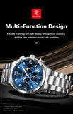 POEDAGAR Fashion Functional Man Wristwatch Luminous Week Date Business Watch For Men Stainless Steel Sports Men's Quartz Watches
