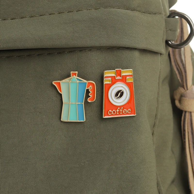 Coffee Cup Collection Enamel Pins Custom Coffee Machine Beans Mug Brooches Lapel Badges Party Jewelry Gifts Wholesale