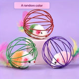 1Pc Interactive Cat Teasing Toys Simulation Of Mice In Wire Cages Mini Cat Toys Balls Pet Novel Spherical Cat Toy