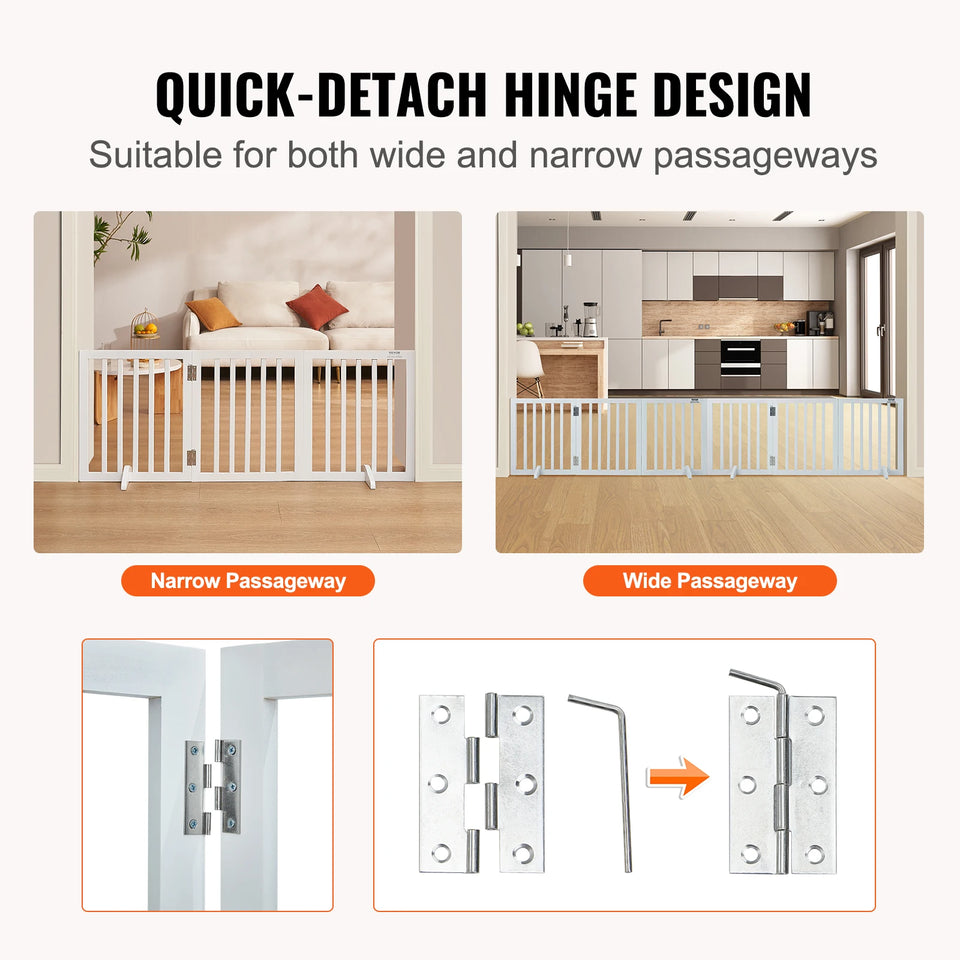 SucceBuy Free Standing Dog Gate Freestanding Pet Gate 3 Panels Foldable Dog Gate for Narrow Passageways Expandable Dog Barrier