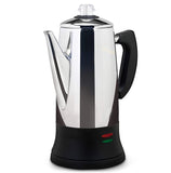Electric Percolator 1.8L 12Cup Italian Coffee Maker Stainless Steel Quick Heating Reusable Filter Basket Fast Brew Home Office