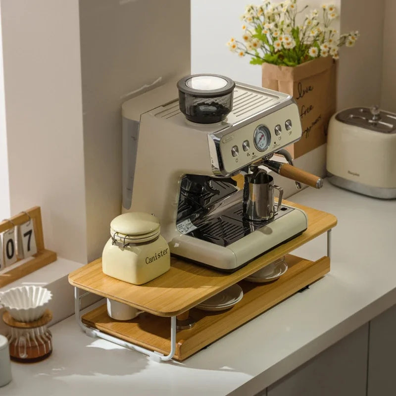 Creative Coffee Machine Storage Racks Wooden Countertop Cups Office Holders Racks Display Shelf Organizer Shelves Kitchen
