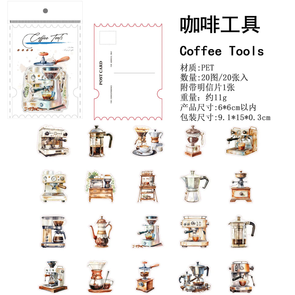 20pcs/lot Kawaii Stationery Stickers coffee life Diary Decorative Mobile Stickers Scrapbooking DIY Craft Stickers