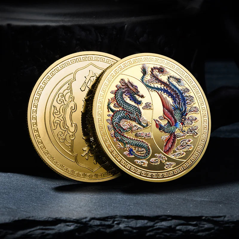 Souvenir Coin China Dragon and Phoenix Auspicious Commemorative Coin Collection