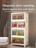 Collapsible Sturdy Storage Cabinet with Drawers and Wheels - Roomy Multi-purpose PP Organizer - Durable Storage Shelf