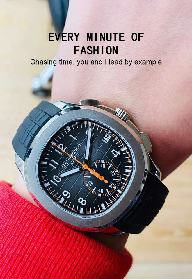 New Arrivals Specht&Sohne Brand Men Quartz Watches 40MM Rose Gold Stainless Steel  Male Functional 5167 Sports Wristwatch 5Bar
