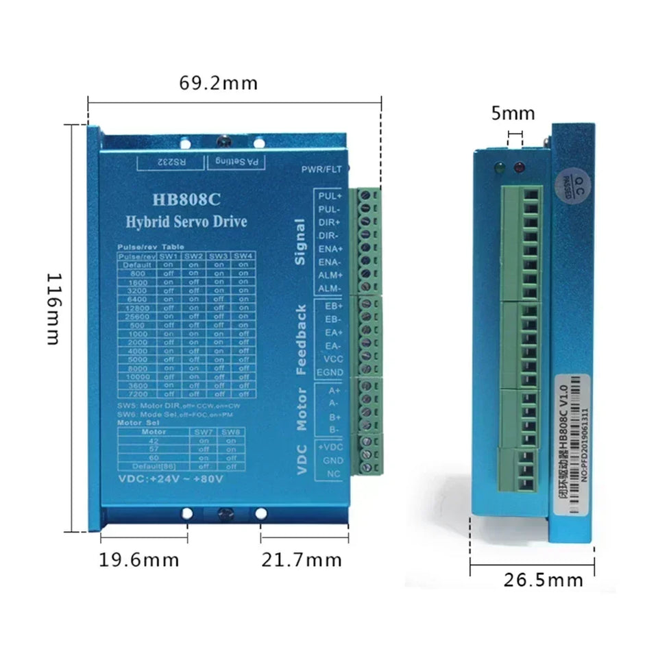 Nema23 Closed Loop Stepper Motor Drive Power supply Kit 1.2/2/3 Nm Easy Servo Motor Shaft 8mm 2 Phase Stepper Motor 3M Cable