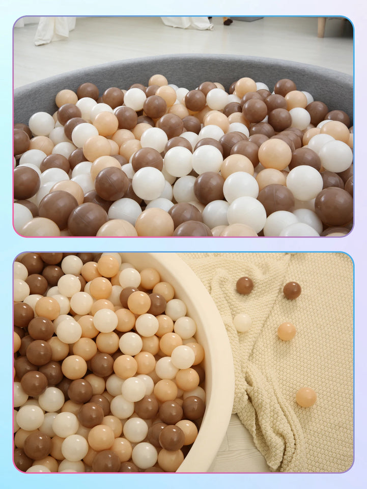 5.5CM 50/100pcs Soft Ball Pit Ball Crush Proof Plastic Balls With Reusable Net Bag for Kids Coffee Beige Cream Brown Mix Colours