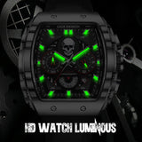 LIGE Brand Mens Watch Skeleton Skull Dial Sports Military Watches Men Fashion Luxury Waterproof Quartz Watch Chronograph Relogio