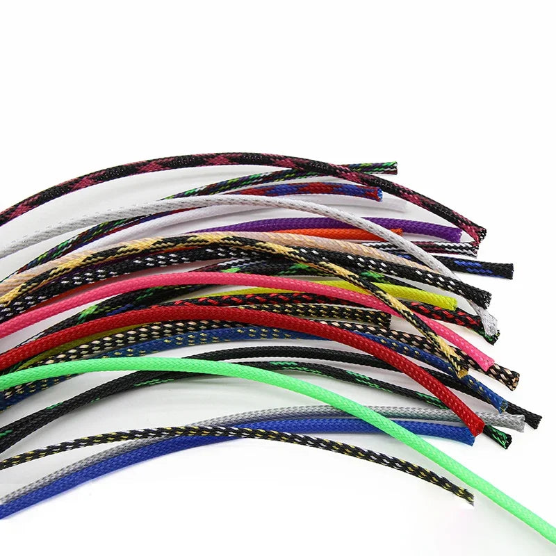 1~50M PET Expandable Cable Sleeve 4mm Tight Braided High Density Hardness Insulate Line Protect Sleeving Wire Wrap Gland Sheath