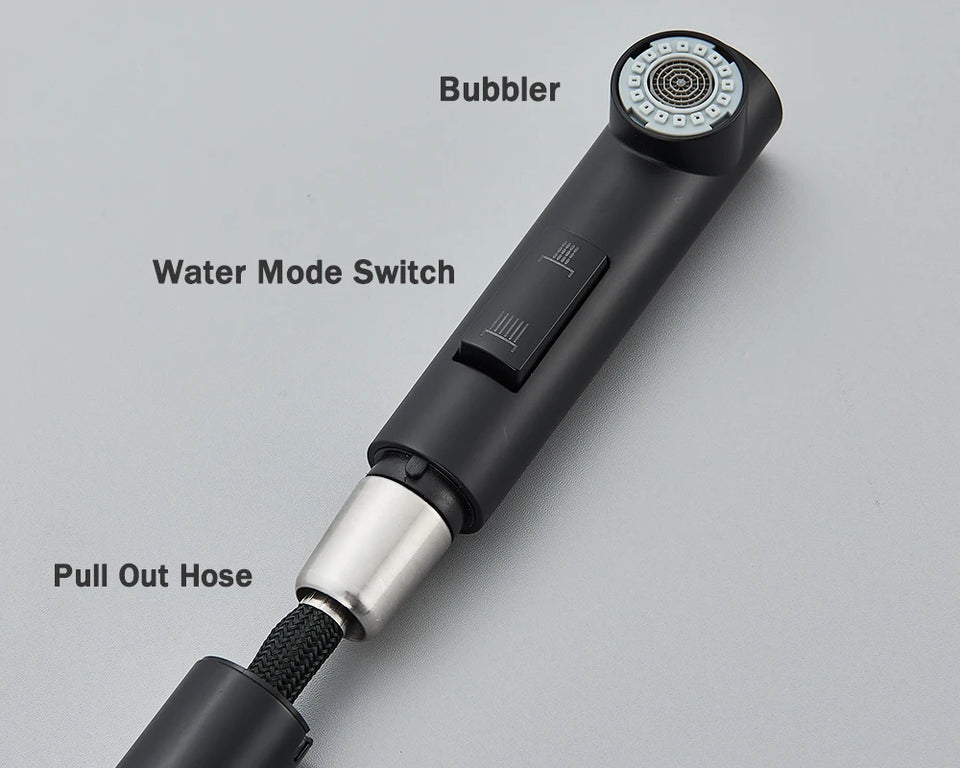 Matte Black Kitchen Faucet Pull Out Kitchen Sink Water Taps Dual Way Sprayer Mixer Tap 360 Rotation Cranes Deck Mounted