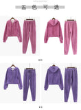 Thickened Gold Velvet Long Sleeved Hooded Sweatshirt with Lace Up Leg Ties Two Elegant Women's Pants Set Tracksuits