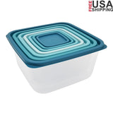 14 Piece Nestable Food Storage Containers Dishwasher Safe Clear Plastic Kitchen Organizer Ideal Home and Outdoor Use