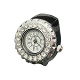 Rhinestone Mini Unisex Fashion Finger Watch Retro Roman Quartz Watch Rings for Women Men Elastic Strap Alloy Watches Jewelry