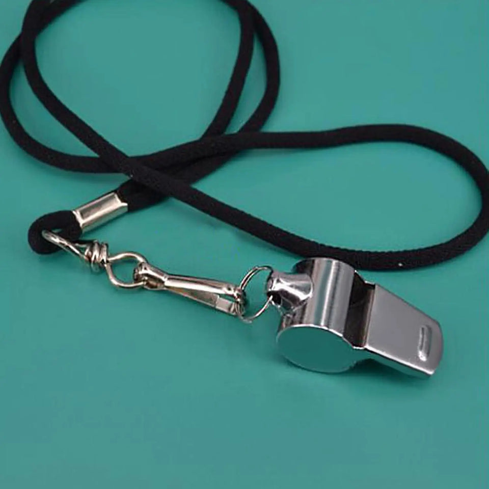 Metal Referee Whistle, Whistle with Hanging Rope, Sports Whistle, for Sports Competitions, Signaling, Loud Outdoor Survival
