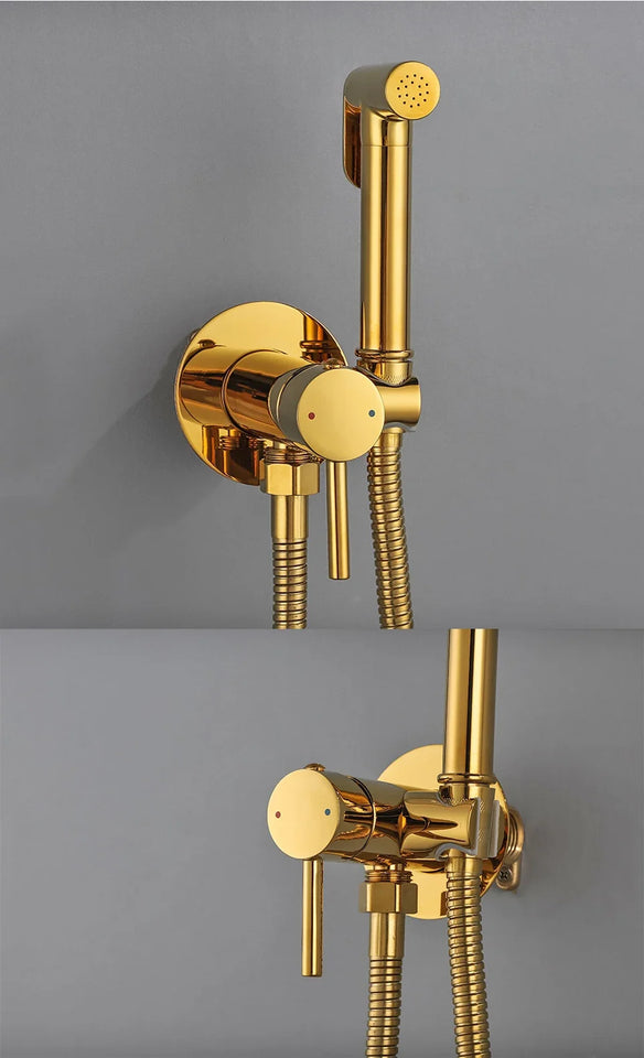 ULA Brass Bidet Faucet Black Toilet Faucet Handheld Toilet Bidet Sprayer Set Hygienic Shower Hot Cold Water Mixer Shower Head
