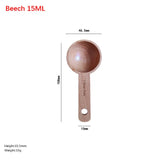 Beech/Walnut Wooden Measuring Spoon 7.5/10/15/20/30/45ML Multipurpose Coffee Tea Sugar Spice Spoon Kitchen Gadgets Milk Powder