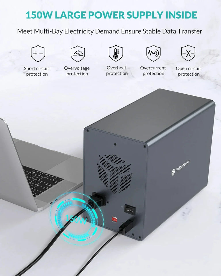 【Free Local Warehouse!】Yottamaster 150W External Hard Drive Enclosure 2.5"3.5" SATA HDD SSD Enclosure RAID Hard Drive Storage