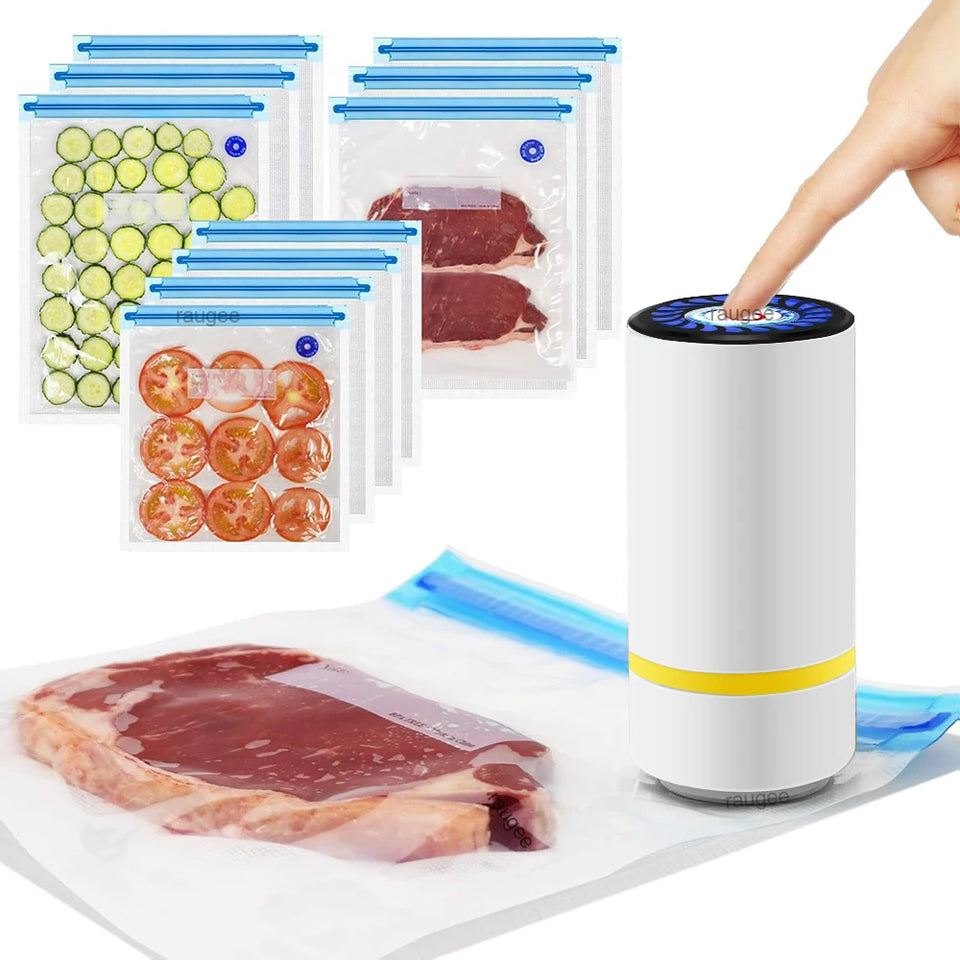 Electric Vacuum Sealer Pump Mini Handheld Vacuum Sealing Pump Portable Rechargeable Food Storage Pump with Reusable Vacuum Bags