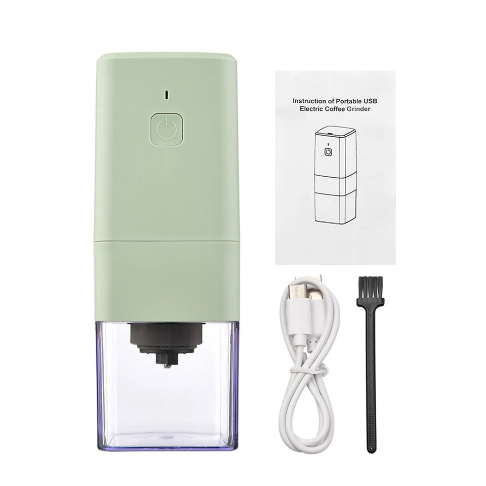 Portable Mini Electric Burr Coffee Grinder with Adjustable Coarse Fine Grinding Removable Chamber for Home Travel Office Coffee