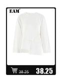 [EAM] Black Irregular Knot Sweatshirt New Stand Collar Long Sleeve Women Big Size Fashion Tide Spring Autumn 2026 1DJ1848