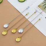 Crystal Spoon Set Long Handle Teaspoon 430 Stainless Steel Diamond Ice Spoon Perfect for Dessert Ice Cream Coffee Cocktail커피