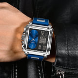 LIGE Fashion Square Digital Watch Men Casual Sports Waterproof Men's Quartz Wristwatch FOXBOX Top Brand Luxury Chronograph Watch