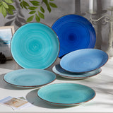 vancasso Bonita Blue 10.4 inch Dinner Plate Set of 6, Handpainted Big Plate Set in Rustic Look, 26.5cm Serving Plate for Dinner/