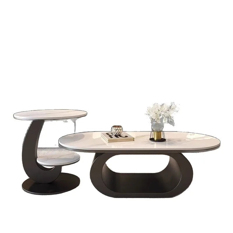 Italian minimalist new rock slab coffee table living room home simple modern high-end combination light luxury oval tea table