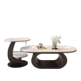 Italian minimalist new rock slab coffee table living room home simple modern high-end combination light luxury oval tea table