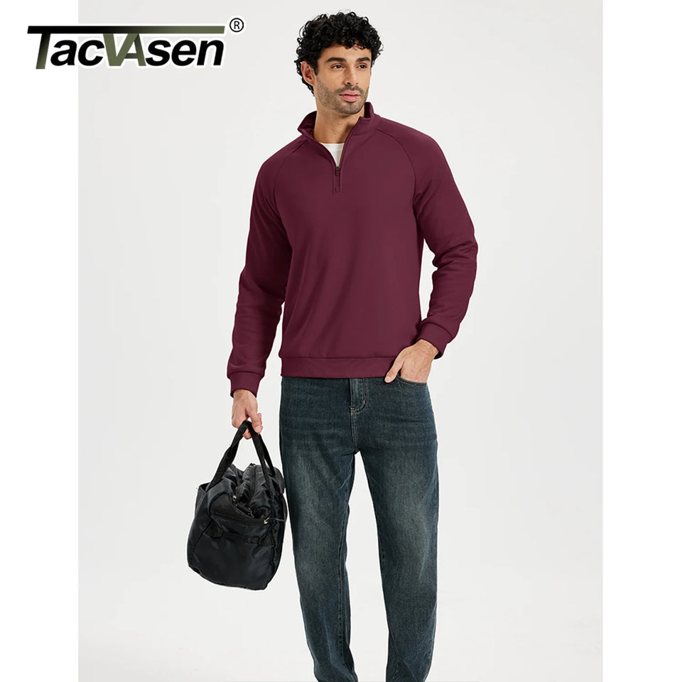 TACVASEN Heavyweight Quarter Zip Pullover Mens Winter Sherpa Lined Athletic Warm Sweatshirt Casual 1/4 Zip Golf Fleece Sweater