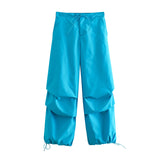 Willshela Women Fashion Parachute Cargo Pants Vintage Jogging Trousers High Elastic Waist Female Chic Lady Boot Cut