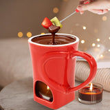 150ML Chocolate Fondue Cup European Candle Cup Ceramic Mug Heating Food Cheese Butter Coffee Mug With Fork Home Party Supplies