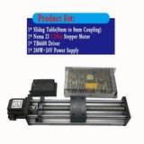 Linear Rail Kit Sliding Table Ball Screw Module Slide Stage 50-300mm Stroke Nema23 Stepper Motor 1.2Nm Power Supply Driver CNC
