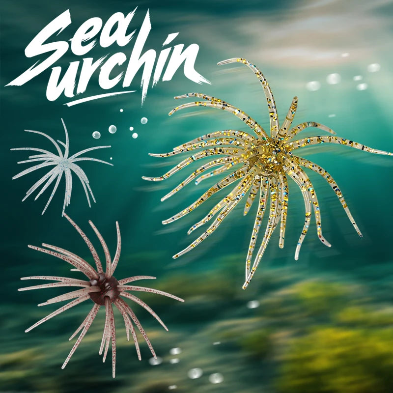 TAIYU 2-Pack Floating Sea Urchin Soft Lures, Bionic Soft Baits, TPE Material Fishing Lures for Saltwater Fishing, Commercial Pon