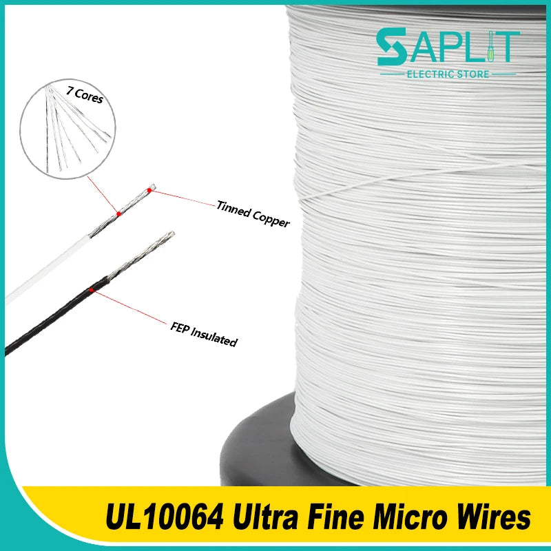 10 Colors UL10064 Ultra Fine Micro Wires FEP Insulation 26 28 30 32 34 36 40 AWG DIY High Conductivity Copper Cable for Solder